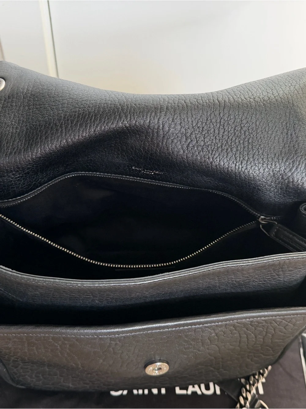 Saint Laurent Black Lamb Niki Signature Leather Shoulder Bag Silver Hardware